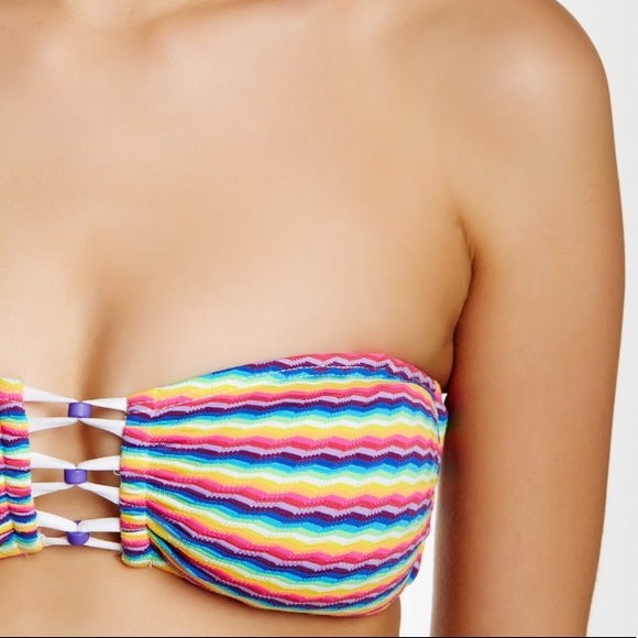 CA by Vitamin A Karlie rainbow bandeau swim top - Picture 6 of 7